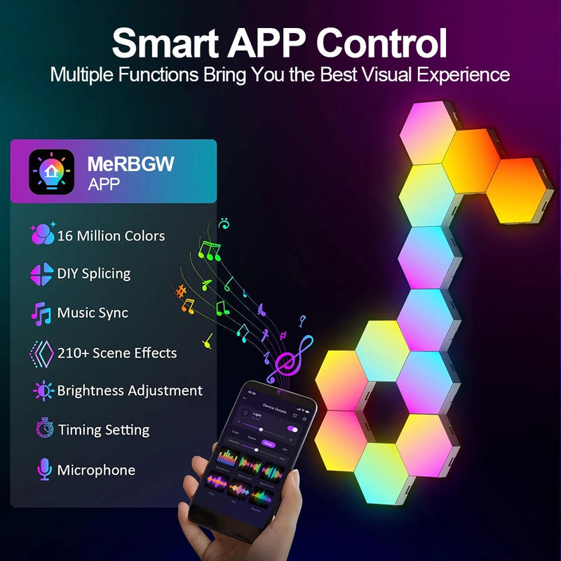 Gaming setup with the RGB smart hexagonal wall light!
